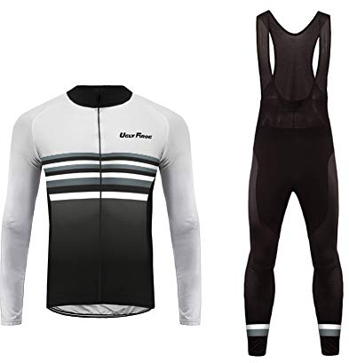 UGLY FROG Uglyfrog Herren Fahrradbekleidung Langarm Radtrikot Set Outdoor Radsport Gemütlich Radkleidung Trikot Jersey + Lange Radlerhose im Winter