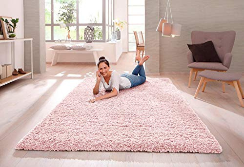 SHAGGY RUG 30MM / 3cm Modern Rugs Living Room Extra Large Small Medium Rectangular Size Soft Touch Thick Pile Living Room Area Rugs Non Shedding (Pink, 160cm x 230cm (5.5ft x 7.5ft))