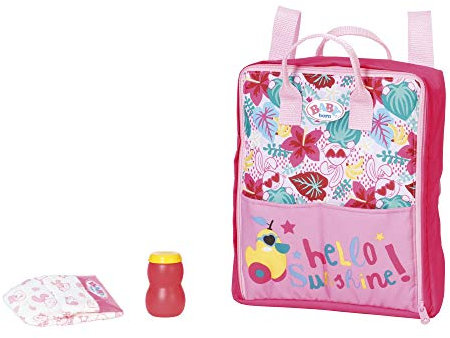 BABY born Holiday Wickelrucksack, Puppenwickeltasche in pink inkl. 1 Windel und Puderdose, 829233 Zapf Creation