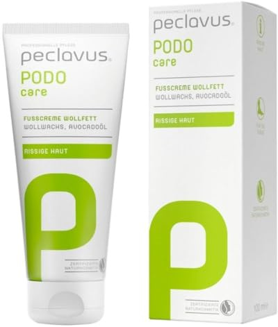 peclavus PODOcare Fußcreme Wollfett 100 ml | Fußcreme mit Wollfett (Lanolin) | schützt & pflegt intensiv | NATRUE-zertifizierte Naturkosmetik