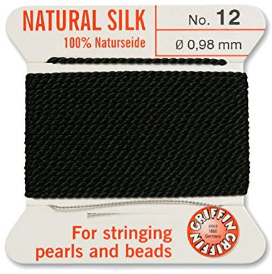 Creative-Beads Perlenfaden, Schnur, Perlseide zum auffädeln 2m lang mit flexiblem Drahtende als Fädelnadel Stärke 0,95mm schwarz