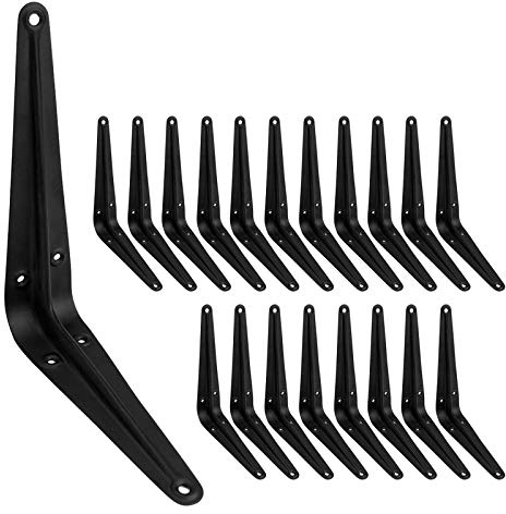 20 Pack 6 inch Shelf Brackets for DIY Floating Shelf, Heavy Duty Black Iron Metal Wall Bracket Shelf Bracket, Decorative Corner Brackets Joint Angle Bracket