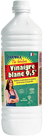 STARWAX THE FABULOUS – Vinagre blanco 9,5 ° – Multiusos, descalcificador, desodorizado, desodorante, desmantelamiento – 100% de ingredientes de origen natural – Fabricado en Francia – 1 l