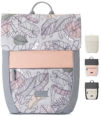Larkson Rucksack Damen Klein Muster Blumen - Ronja - Moderner Tagesrucksack mit Laptopfach für Uni Business City - 10L - Nachhaltig - Wasserabweisend
