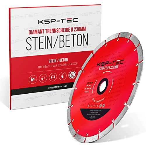 KSP-Tec®│Diamant Trennscheibe 230 mm für Stein, Beton, Mauerwerk │ Flexscheibe für Winkelschleifer und Flex 230mm (230mm, Diamant Trennscheibe)