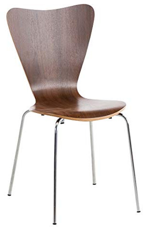 TPFLiving Seminarstuhl Calisso mit Holzsitz und Robustem Metallgestell | Warteraumstuhl mit Ergonomisch Geformter Sitzfläche Farbe: Walnuss