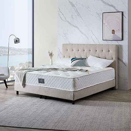 De RUCCI Boxspringbett Modell 211 – Bettgestell mit Kopfteil – ohne Matratze (180 x 200 cm, Beige)