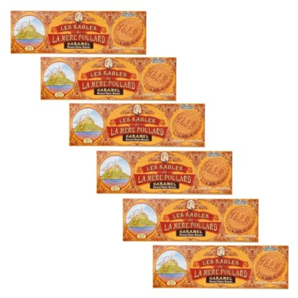 La Mere Poulard® 1888 | Biscotti al Puro Burro Salato e Caramello | Biscotti Burro & Caramello | Biscotti Tradizionali al Burro - 6 x 125 Gr