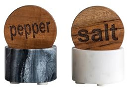 Lot de 2 salières et poivriers ronds en marbre