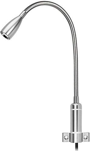 Meanyee 1 * 3W Wall Reading lamp led Bedside Lights headboard with Touch Switch/stepless dimmable/Adjustable/Gooseneck//Warm White(3000K)/led/Plug in cord/MY-BD061