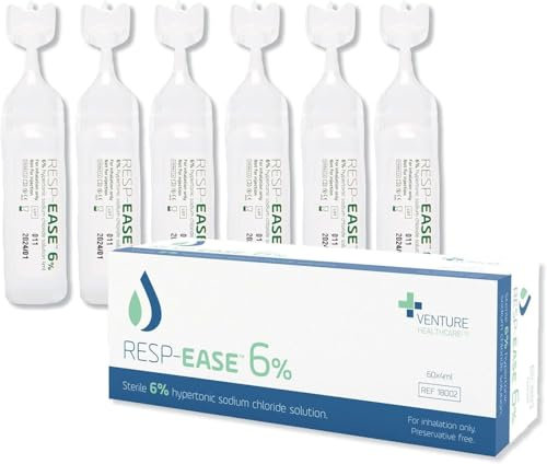 Resp-Ease 6% Sterile Hypertonic Saline Solution for Inhalation via Nebuliser - Helps Clear Airways and Congestion from Lungs - 60 x 4ml Vials - Strong Nebuliser Saline Solution