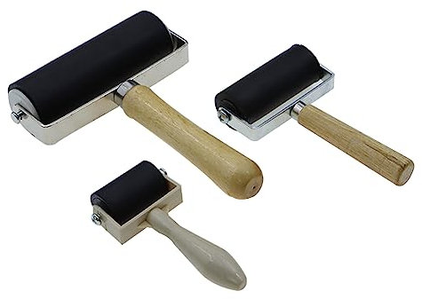 3 Stück Gummiwalzen – Brayer-Rollen mit 3 Größen zum Basteln von Brayer-Walzen für Druckherstellung, Brayer-Werkzeug, Pinsel, Tintenapplikator, Kunst, Handwerk, Ölgemälde-Werkzeug (6,1 cm, 10,2 cm, 15