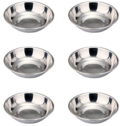 duoyif Bol à Trempette 6 Pièces Bol à Sauce En Acier Inoxydable Bols à Tapas Et Sauces Bol à Épices Bol à Dessert Bol De Service Petits Bols Pour Sushis Sauces Collations Mini Bols Ronds 8x1,6cm