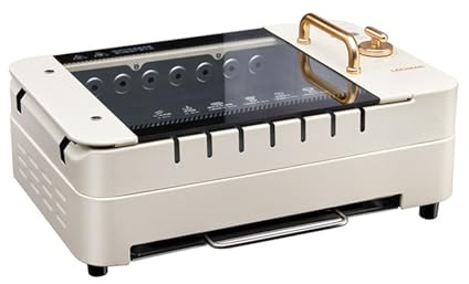 Machine à Barbecue domestique sans fumée, rotation automatique, double contrôle de la température, brochettes de Barbecue d'intérieur chronométrées de 1 à 30 Minutes,White