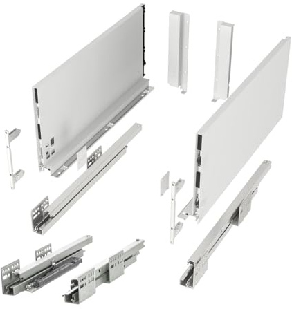 SOTECH Schubladensystem JUNKER SLIM mit Push to Open weiß Höhe 199 mm | Tiefe 500 mm bis 35 Kg belastbar Schrankschublade mit 13 mm schlanken Schubladenzargen