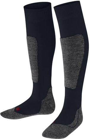 FALKE Active Ski K Kh laine 1 paire, Chaussettes de ski Mixte enfant, Bleu Space Blue 6116, 35-38