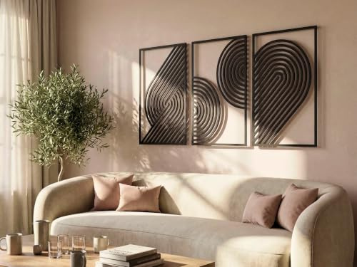 VAILLA Wand Deko Geometrisch Holz 3D – Wandbild Wanddeko Wohnzimmer Büro | MDF Sperrholz, Lasergeschnitten, Polygon Dreieck Geometrie, 5 Größen, Schwarz Silber Gold, personalisierbar, Büro Eingang