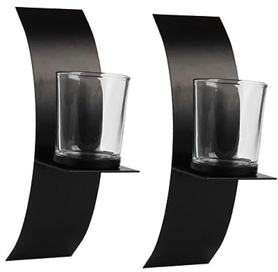 OUNONA 2stücke Nordischer Kerzenhalter Schwarz Wandkerzenständer Mit Anti-Beschichtung Minimalistisches Arc-Design Für Wohnraumdekoration Und Festliche Anlässe