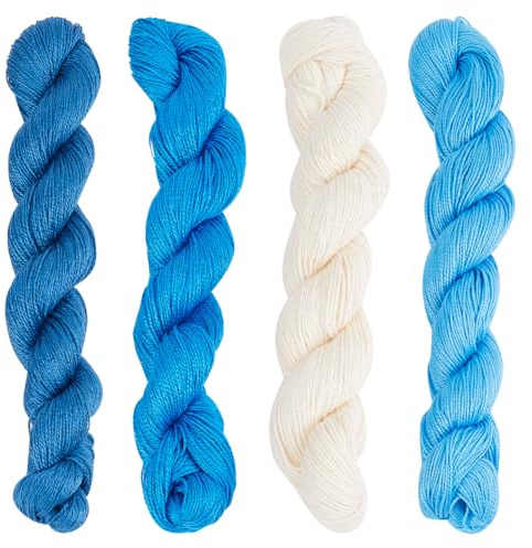 FREEBLOSS 4 Stück Sashiko Garn Sashiko Strang 100 Meter * 4 Farben | Baumwoll Stickgarn Für Japanisches Quilting Und Stick Sashiko Kit Zubehör