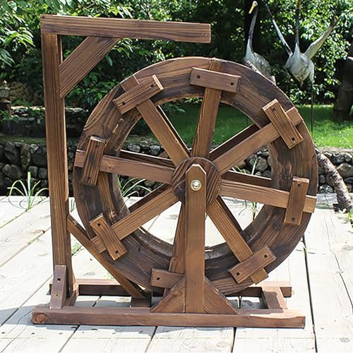 Wasserrad Brunnen für Vintage Outdoor Indoor Balkon Ornament Wasserfall - Holz Wasserrad Brunnen