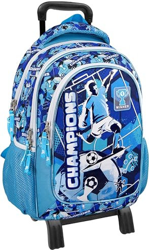 Clondo Julian Ross Champions Azzurro Zaino Trolley Staccabile Per La Scuola Elementare, Bambino e Bambina, Schienale e Spallacci Rinforzati, 33x15x43h, Per Napoli Fan