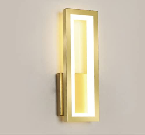 SSNCcNC Gold, Schlafzimmer Nachttischlampe LED Innen Wandlampe Kreativ Wandleuchte Wohnzimmer Arbeitszimmer modern Treppen Rechteck Wandbeleuchtung Eisen & Acryl Flurlampe Wandspots 3000K