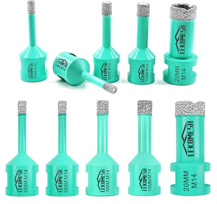 LEKOMESH M14 - Punta diamantata per piastrelle, corona diamantata, 6/6/8/10/20 mm, per porcellana, ceramica, piastrelle, marmo, granito pietra