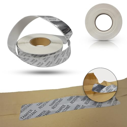 1 x Roll Tamper-Resistant Metallic Labels by HEALUA - 500 x Tamper Proof Stickers 3.6 x 0.8 Security Seal Void Adhesive Stickers for Parcels, Boxes, Letters, Bags & More