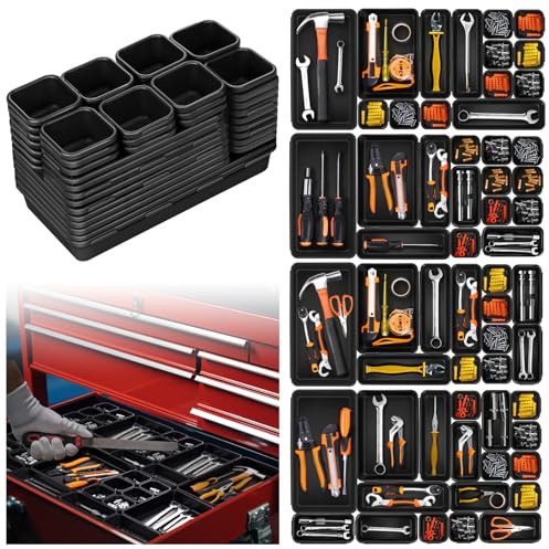 AXNSATRE Scatola di smistamento con 26 cassetti, organizer per cassetti da officina, per piccole parti, viti, chiodi e strumenti, sistema di organizzazione impilabile per garage, cantina o officina