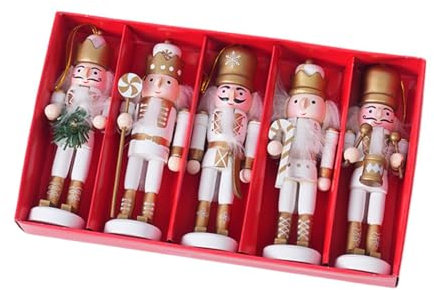 qorkhogr Ensemble de décorations de Noël casse-noisette, soldat casse-noisette, décoration de Noël, 12 cm, décorations de Noël à suspendre pour sapin de Noël, marionnette, jouet blanc