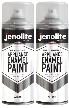 JENOLITE Appliance Enamel Paint | 2x400ml | White Spray Paint | Restore & Refresh Appliances | Ideal For Fridges, Freezers, Washing Machines, Radiators