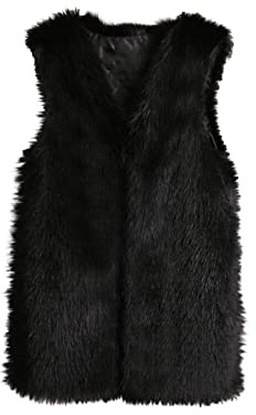 WOXIHUAN Gilet Donna Smanicato Invernale Cappotto Corta di Pelliccia Sintetica da Donna Morbido Cappotto di Peluche Cardigan Sintetica Giacca in Pelliccia Sintetica Nero S