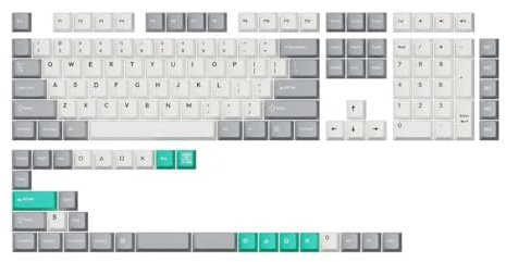 Keychron Lot de 143 touches PBT profil Cherry à double shot pour claviers mécaniques MX Switch, PBT texturé durable, légendes non rétroéclairées, compatible avec la disposition ANSI (gris blanc menthe