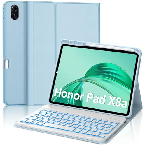 WINCHKING Coque Clavier pour Honor Pad X8a 11 Pouces, Housse Claviers sans Fil Bluetooth DéTachable (Rétroéclairage) pour Honor Pad X8a 11, AZERTY Français, Bleu