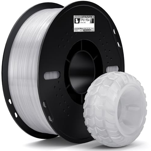 ELEGOO TPU Filament 95A 1.75mm Durchscheinend 1KG, 3D Drcuker Filament | Flexibles Weiches 3D Druckmaterialien, 1kg Kunststoffspule (2.2lbs) für die Meisten 3D Drucker