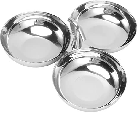 Bandeja para Servir de Acero Inoxidable con Mango, 3 Placas de Bocadillo de Compartimento Fuente de Aperitivo de Tazón de Frutas Portátiles (Tipo 1)
