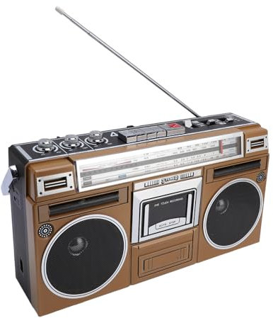 Bluetooth Cassette Player mit 4 Band Radio - Vintage Tape Deck mit USB/SD -Wiedergabe, Golden Retro -Stil Tragbarer Handheld Player Radio für Senioren & Kinder (EU-Stecker)