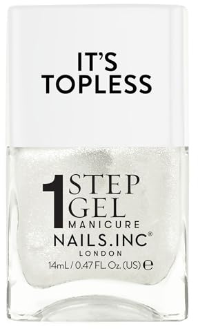 Nails Inc Topless Sydney (weißer Schimmer) – Gel-Nagellack ohne UV – 1-Schritt-Maniküre mit ca. 8 Tagen Halt – Schnelltrocknend, vegan & 21-free – Für Kinder & Erwachsene – ohne Base Coat & Top Coat