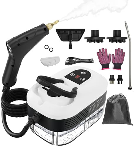 2500W Handheld Steam Cleaner, High-Temperature Pressurized Steam Cleaner, Grout Steam Cleaner, High Heat Steamer for Cleaning Couch, Floor Tile, Bathroom, Microwave, Mattress Bed Bugs, Windows (White)
