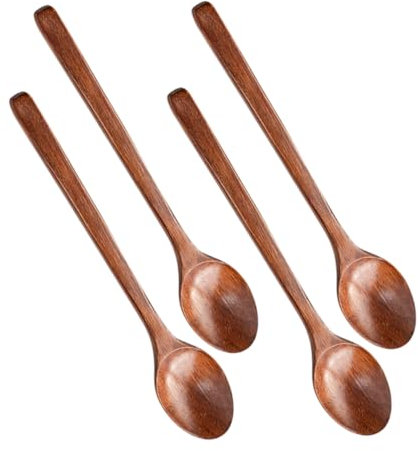 Cucharas de Madera Largas 4 Piezas Pulidas para Mezclar