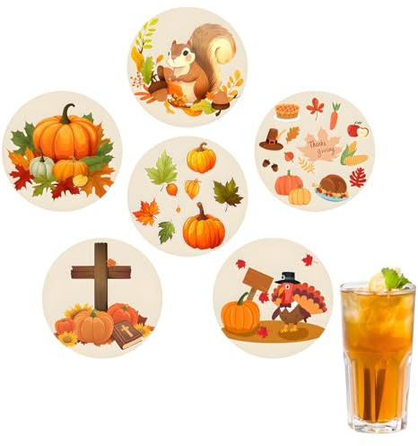 NIEEKRUN Lot de 6 dessous de verre - Dessous de verre - Pour l'automne - Pour bar, café, maison, fête, bureau