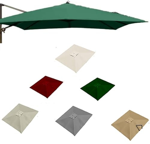 ZYXQQJ 2.5m 3m 4m Rechteckig Terrassenschirm Ersatzdach Marktschirm Ampelschirm Abdeckung 8 Streben Sonnenschirm Ersatz Stoff, Grün/Khaki/Burgund/Beige(Green,4x3m/13x9.8ft)