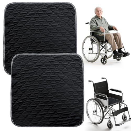 2 Stück Waschbare Inkontinenz Stuhlauflage, Inkontinenzunterlage Waschbar 50x50cm, Inkontinenzunterlagen Wiederverwendbare , Sitzauflage für Rollstuhl, Autositz, Sofa