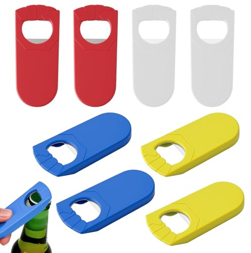 8 Stück Flaschenöffner Personalisiert für Zuhause, Pub, Küche, Camping | Faustöffner Flaschenöffner Edelstahl, 4 Farben Tragbare Barkeeper Hand-Bierflaschenöffner Bierkorkenzieher aus Edelstahl