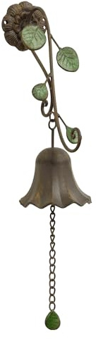 SOFFEE GARDEN Leaf Cast Iron Garden Bell with Hanging Clapper, Vintage Style Outdoor Decor for Fence, Entryway, Garden