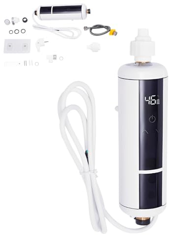 Elektronischer Durchlauferhitzer, Elektrische Warmwasserbereiter mit LED-Anzeige, 3500W 220V, G 1/2“ Anschluss, Temperaturwahl 30-52 °C für Handwaschbecken, Küche, Bad