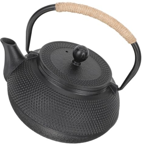 OSALADI Petite Théière en Fonte 06 L sans Revêtement Poignée Antidérapante Théière Portable Forgé pour Service à Thé Kung-Fu pour Infusion et Moments de Détente