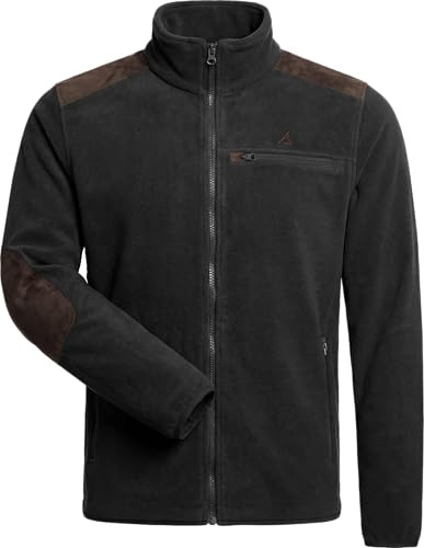 ACE Schakal Chaqueta polar de caza para hombre - Chaqueta outdoor de forro polar para hombre - Con tres bolsillos y cintura elástica - Negro - 3XL