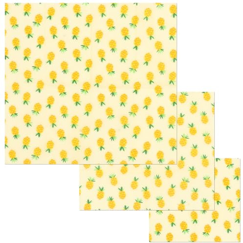 IMIKEYA Papier Alimentaire en Cire D’Abeille 3 Feuilles Motif Ananas Emballage Écologique et Résistant à L’Huile Papier Ciré pour Wraps au Poulet Frit et Sandwichs Conservation