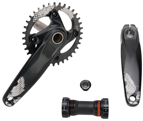 Baxnore Pédalier de vélo 36T Hollowtech II en alliage d'aluminium, ensemble de bras de manivelle avec support inférieur pour VTT et vélo électrique 8-12 vitesses, noir